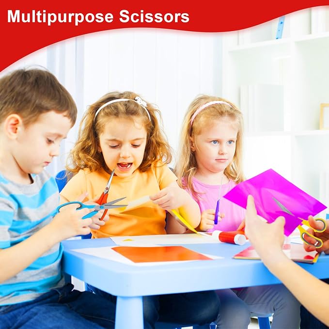 Scissors, Hnncugty 8" Scissors All Purpose Bulk Set of 6-Pack, Sharp Shears - Image 5