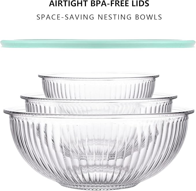Luvan Glass Mixing Bowls with Lids Set, Large Salad Bowls Sets with lids - Image 5