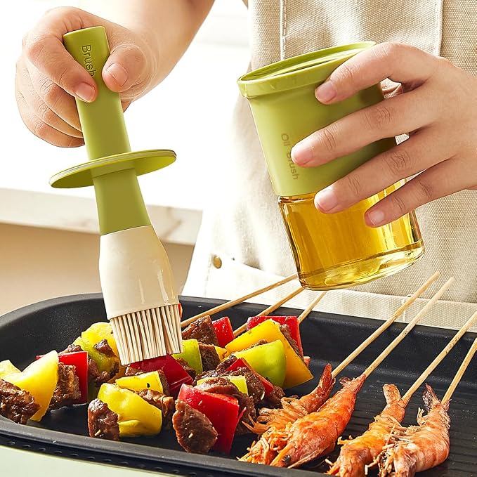 Glass Oil Dispenser with Heat Resistant Brush, Oil Dispenser Bottle with - Image 3