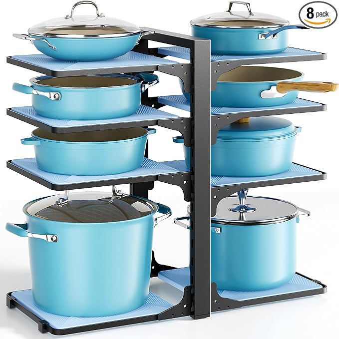 LAMU Pots and Pans Organizer under Cabinet, 8-Tier Heavy Duty Pan Organizers by YourHome-OrganizationHelper