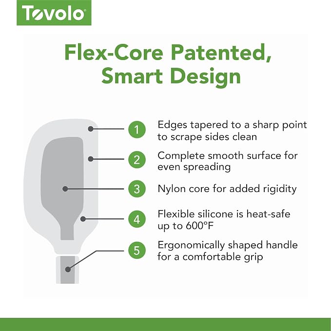 Tovolo Flex Core 5 Piece Silicone Spatula Set Heat Resistant All Silicone - Image 6