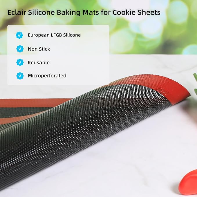 Perforated Silicone Baking Mat for Two-Thirds Size Pan, Non-Stick Eclair Baking - Image 3