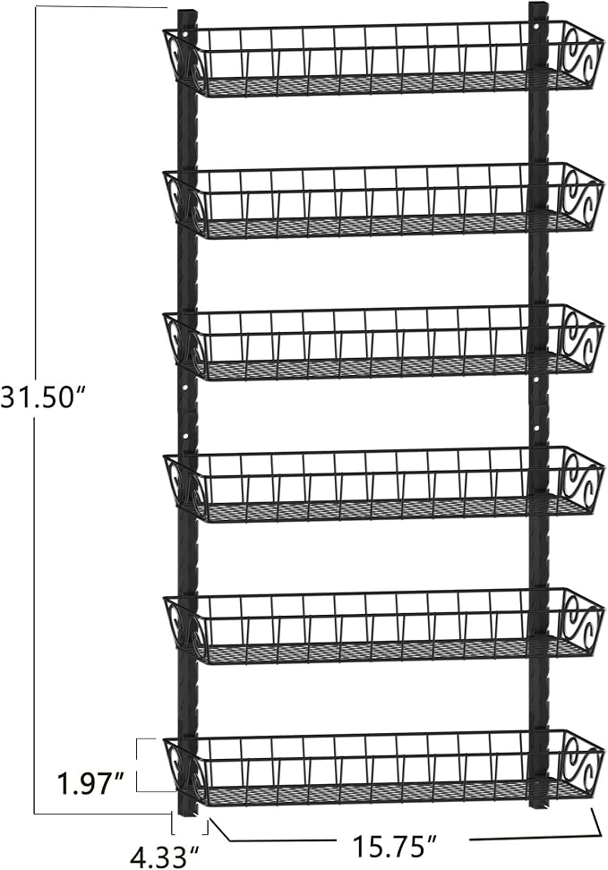 SWOMMOLY Adjustable Wall Mount Spice Rack, 6-Tier Dual-use Organizer - Image 6