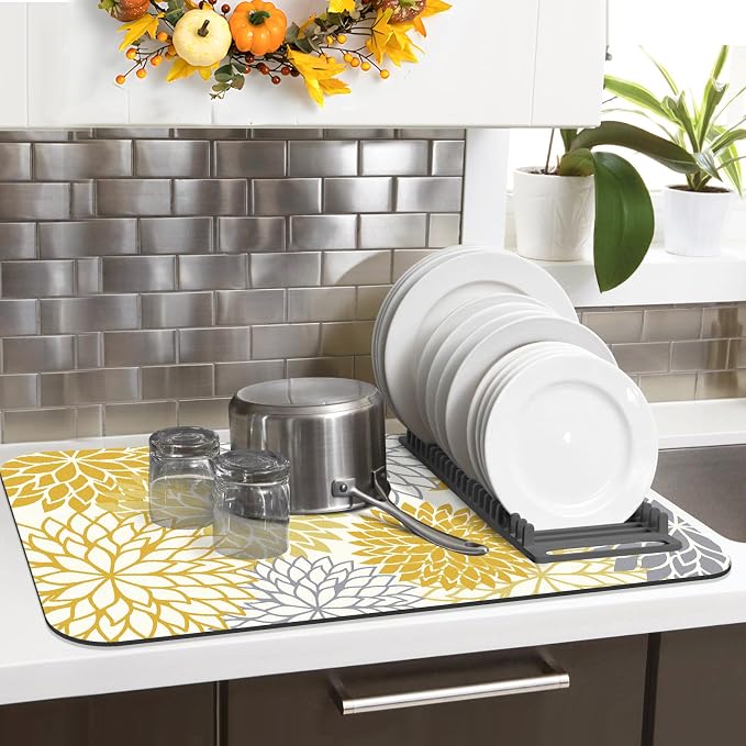 Findosom 2PCS 12" x 20" Fall Dish Drying Mat & 24" x 5.5" Sink Splash Guard - Image 7