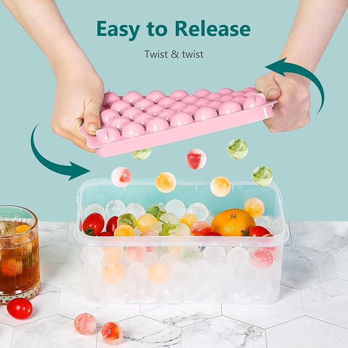 Optish Ice Cube Tray with Lid and Bin, 3 Pack Ice Trays - Image 3