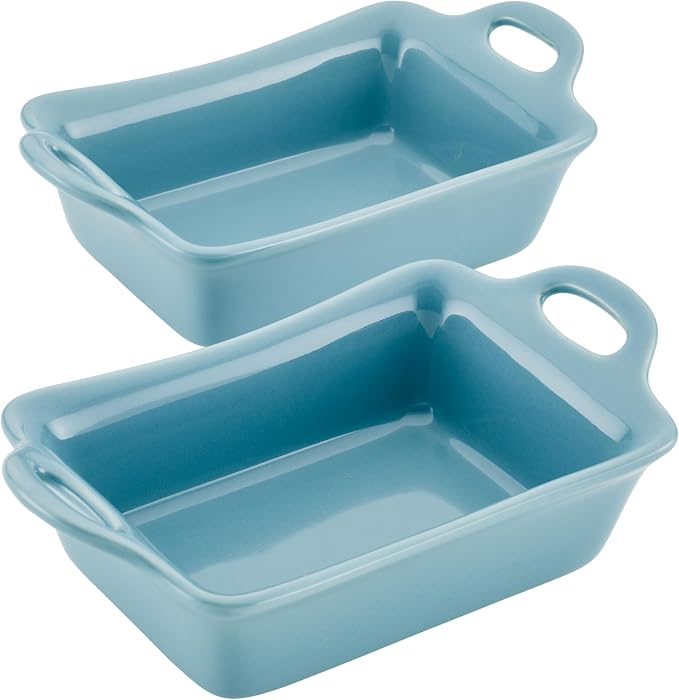 Rachael Ray Ceramics Au Gratin Set, Rectangular, Two 12-ounce, Agave Blue by RachaelRayKitchenware
