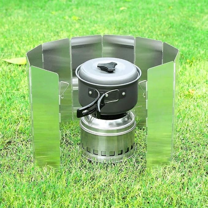 Camp Stove Windscreen, Ohuhu Camping Stove Windscreen 8/10/12 Plates Aluminum - Image 6