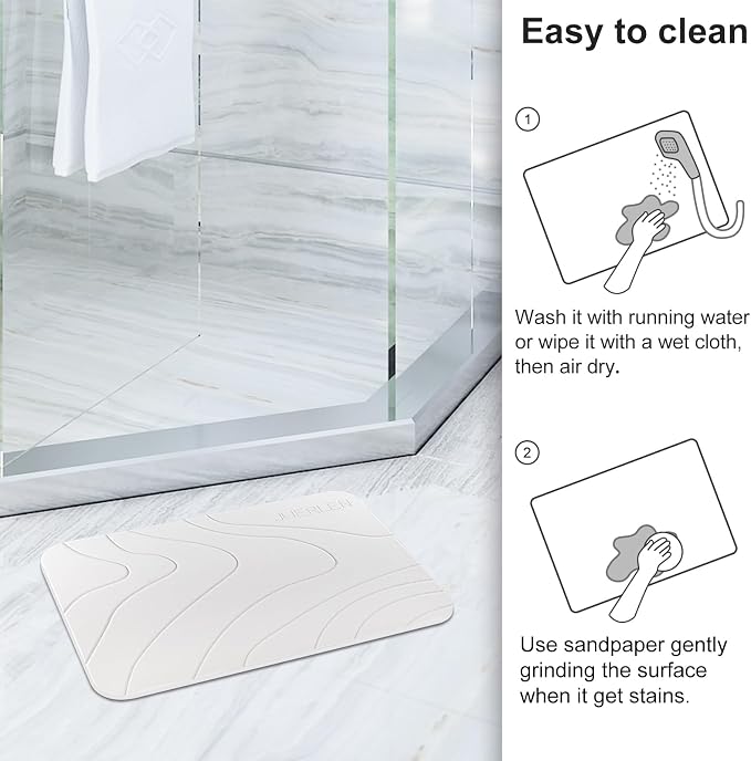 JUERLEN 2 Pack Diatomaceous Earth Shower Mat, Stone Bath Mat, Nonslip Super - Image 5