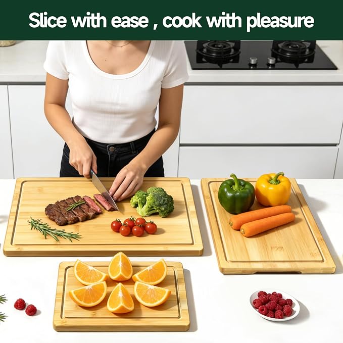 3-Piece Set Bamboo Cutting Board - Image 7