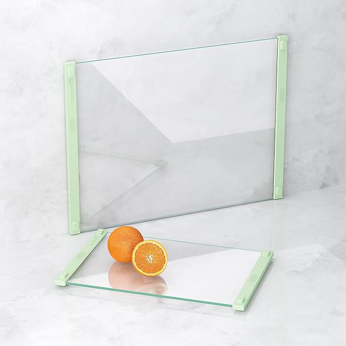 2PCS Glass Cutting Board with Silicone Grip, 80% Stronger Shatter Resistance by TemperedGlassManufacturer