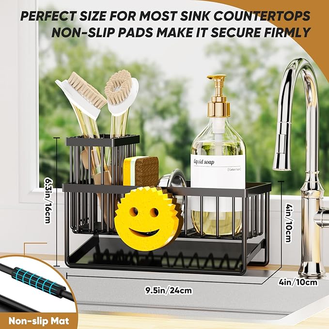 Sponge Holder for Kitchen Sink, Smiley Face Sink Caddy - Image 5