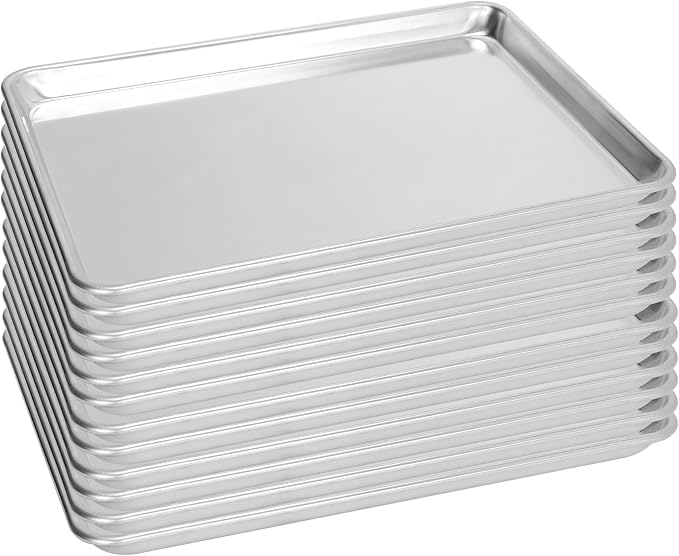 12 Pack Half Size Baking Sheet Pan, Aluminum Commercial Cookie Sheet Pan by FSUON