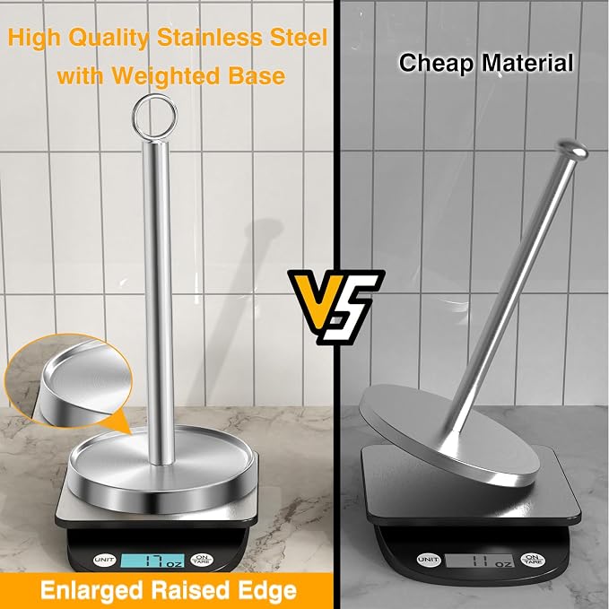 Paper Towel Holder Countertop, Stainless Steel, Weighted Base, Paper Towel - Image 3