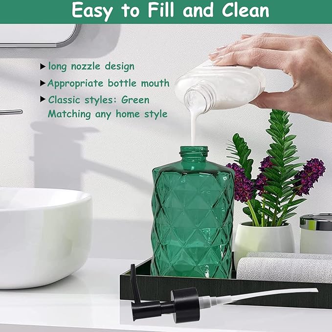 Green Bathroom Soap Dispenser Set - Image 3