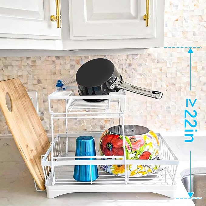 7 code Large Dish Drying Rack, 2-Tier Dish Racks - Image 7