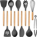 E-far Gray Silicone Cooking Utensils Set, 10-Piece Kitchen Utensils Set by E-far
