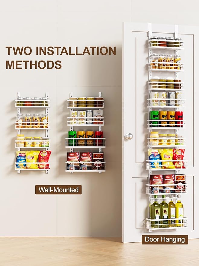 Delamu 9-Tier Over the Door Pantry Organizer, Adjustable Pantry Door Organizers - Image 7