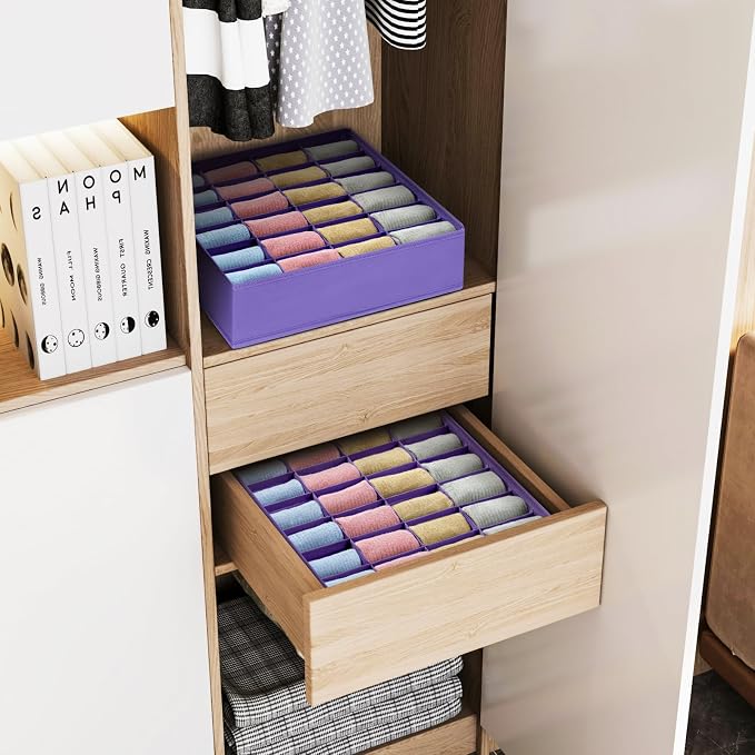 Joyoldelf Sock Drawer Organizer Divider 2 Packs Underwear Organizer, 24 Cell - Image 3