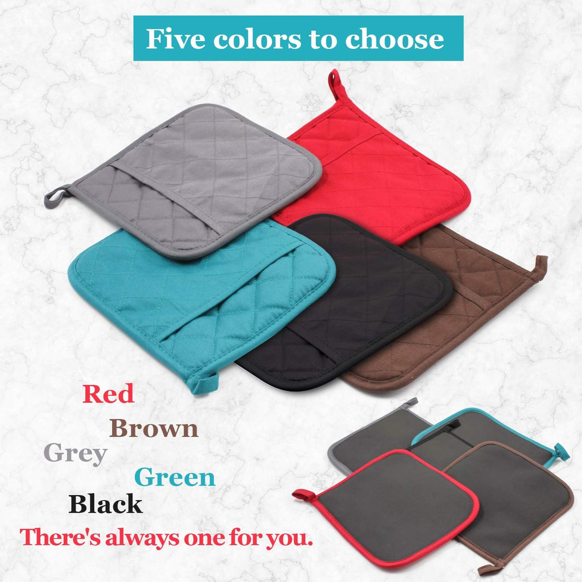 2Pcs Cotton and Neoprene Oven Pads Pot Holders with Pocket 8"x8.5"