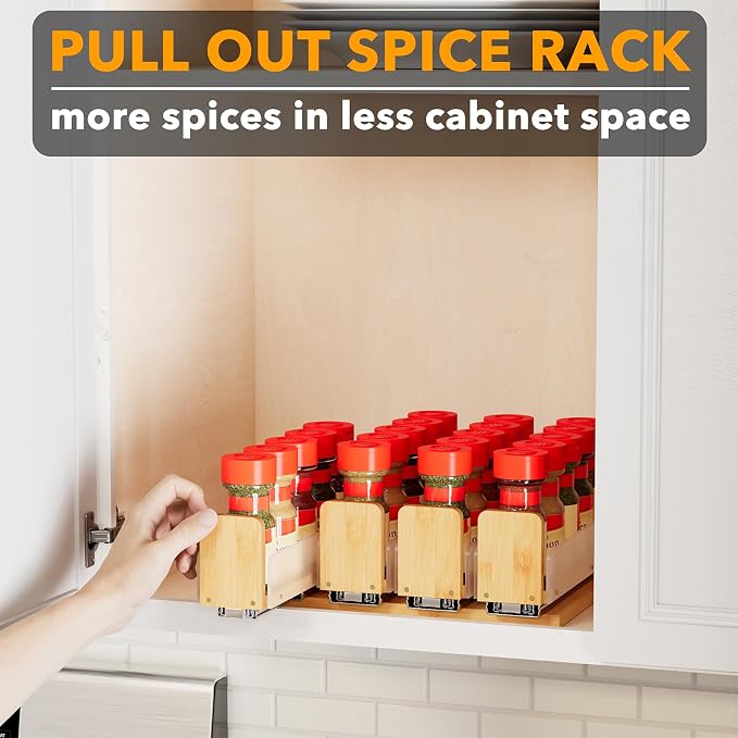 SpaceAid Bamboo Pull Out Spice Rack Organizer - Image 5