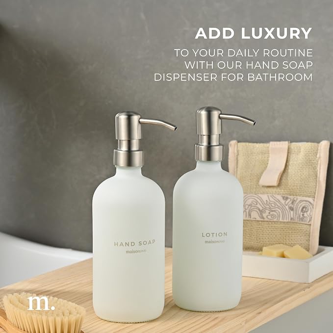 MaisoNovo Soap Dispenser 2-Piece Set | 16.9oz White Bottles - Image 3