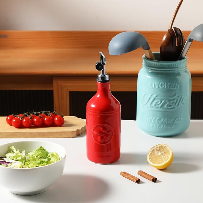 Sweejar 16 Oz Ceramic Olive Oil Dispenser Bottle, Oil Dispenser - Image 2