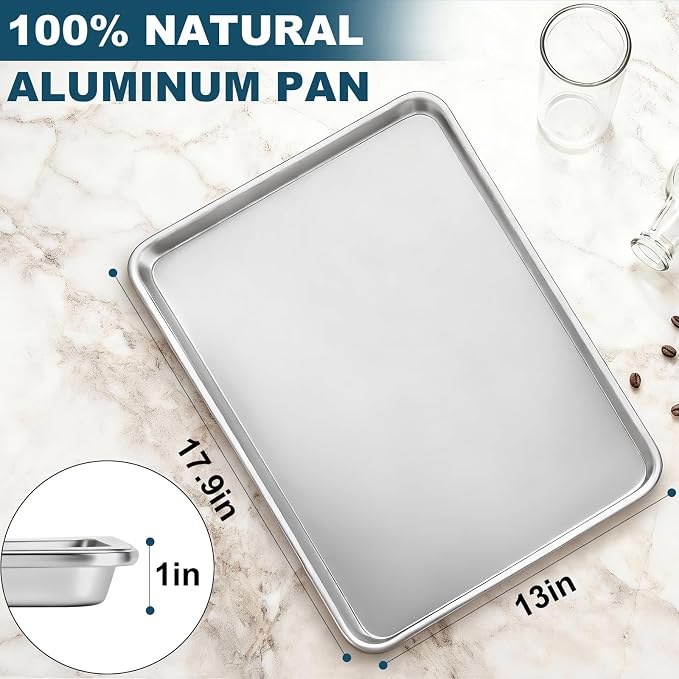 12 Pack Half Size Baking Sheet Pan Set, Aluminum Commercial Quality Cookie Sheet - Image 6