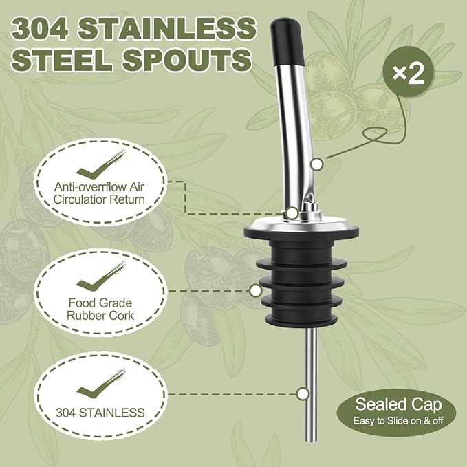 COOLMI Oil and Vinegar Dispenser Set - 17oz/500ML Premium Glass Olive Oil - Image 4