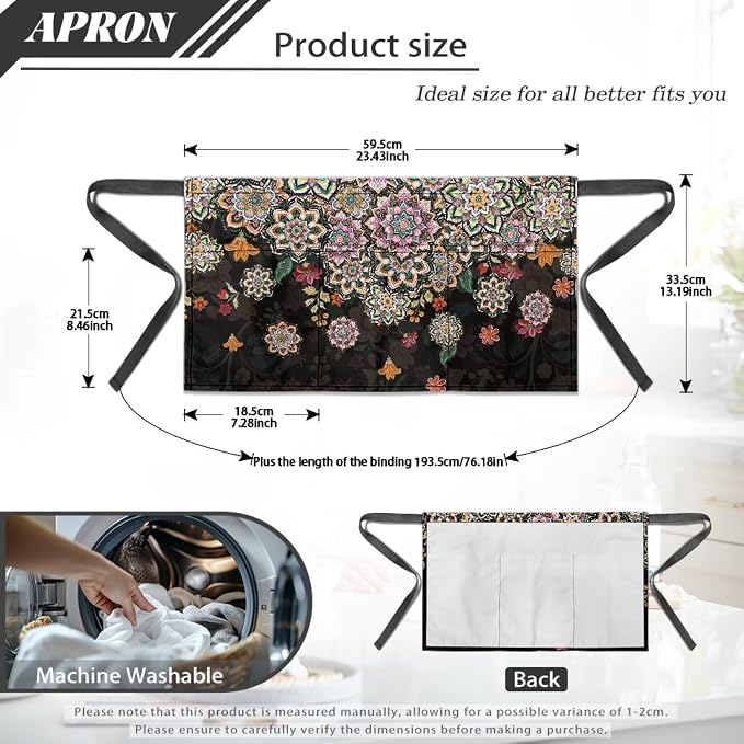 Server Apron with 3 Pockets, Waterproof Oil Waitress Waiter Half Apron - Image 7
