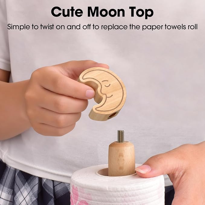 KitchLife Cute Wooden Paper Towel Holder Countertop - Image 5