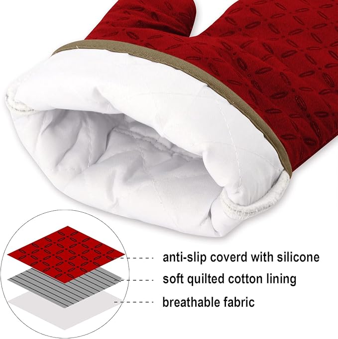 KEGOUU Oven Mitts and Pot Holders 6pcs Set, Kitchen Oven Glove High Heat - Image 3