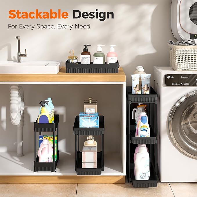 Sevenblue 3 Pack Under Sink Organizer, 2 Tier Slide Out Bathroom Cabinet - Image 6