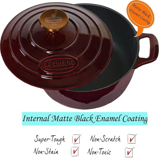 La Cuisine Enameled Cast Iron Dutch Oven Casserole Pot - Image 2