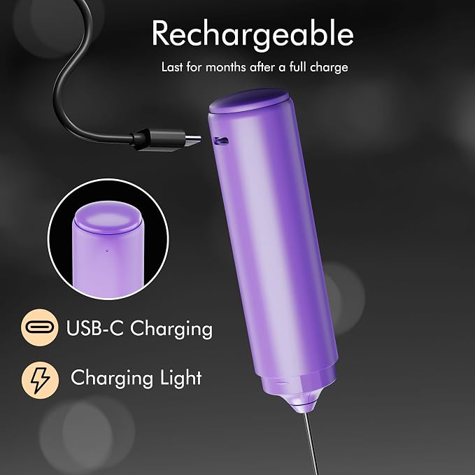 Rechargeable Milk Frother Handheld, 2-IN-1 Dual Spring Whisk Electric Frother - Image 4