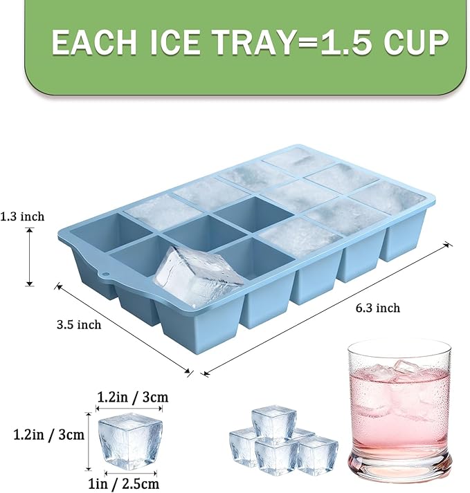 Ice Cube Trays for Freezer, 3 Pack Easy Release Slicone Ice Cube Tray - Image 2