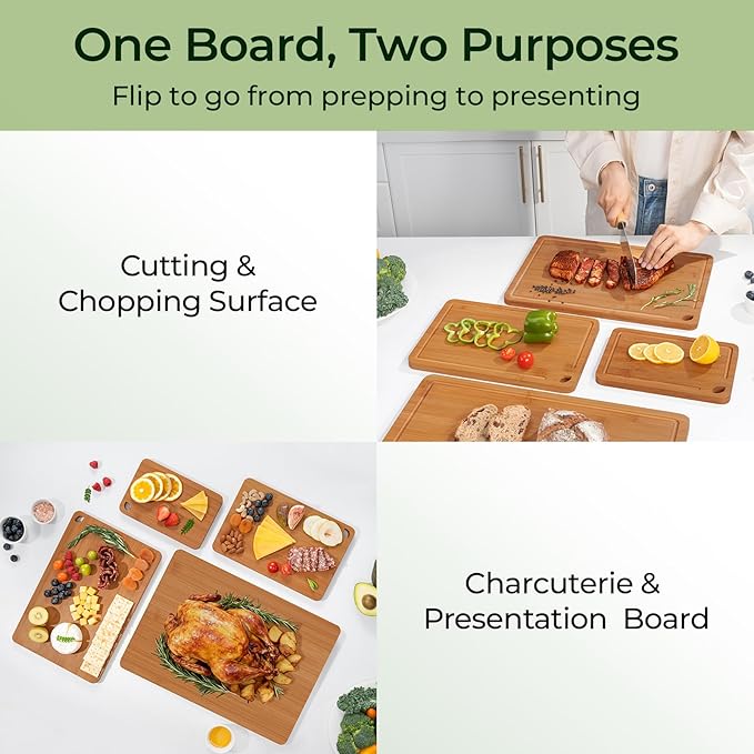 Keechee Wood Cutting Board, Carbonized Bamboo Cutting Boards Set - Image 3