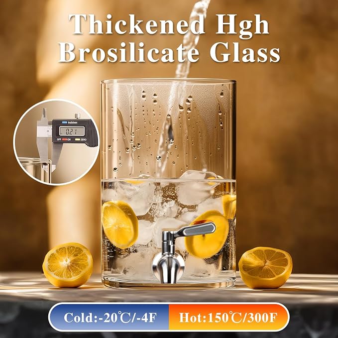 Beverage Dispenser 2.1 Gallon, Glass Drink Dispenser - Image 6