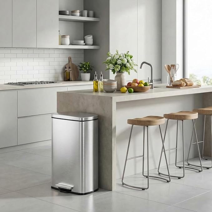 13.2 Gal Kitchen Trash Can, 50L Recycling or Garbage Bin, Brushed Stainless - Image 7