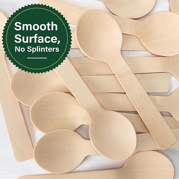LotFancy Mini Wooden Spoons, 4 inch Length, Disposable Tasting Sampling Spoons - Image 4