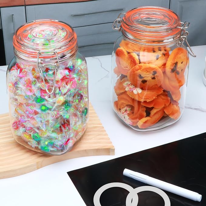 50oz Glass Jars with Clamp Lids, 1500ml Square Wide Mouth Mason Jars with - Image 5