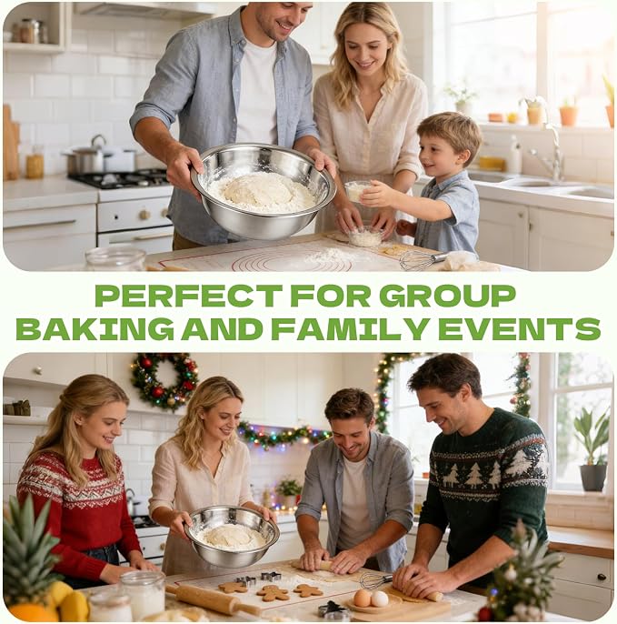 8 PCS Stainless Steel Mixing Bowls 13 Inch 8 Qt Extra Large Metal Basin - Image 7
