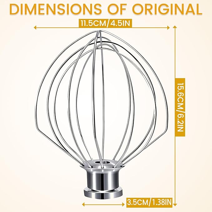 K45WW 6 Wire Whip for 4.5 5 QT KitchenAid Tilt-Head Stand Mixer，Whisk - Image 3