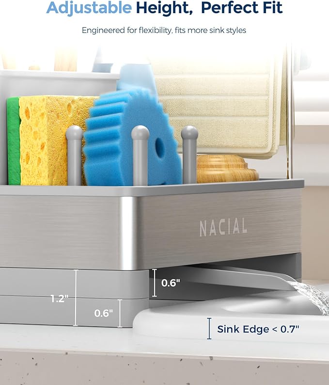 Nacial Sponge Holder for Kitchen Sink, Sink Caddy Organizer - Image 4