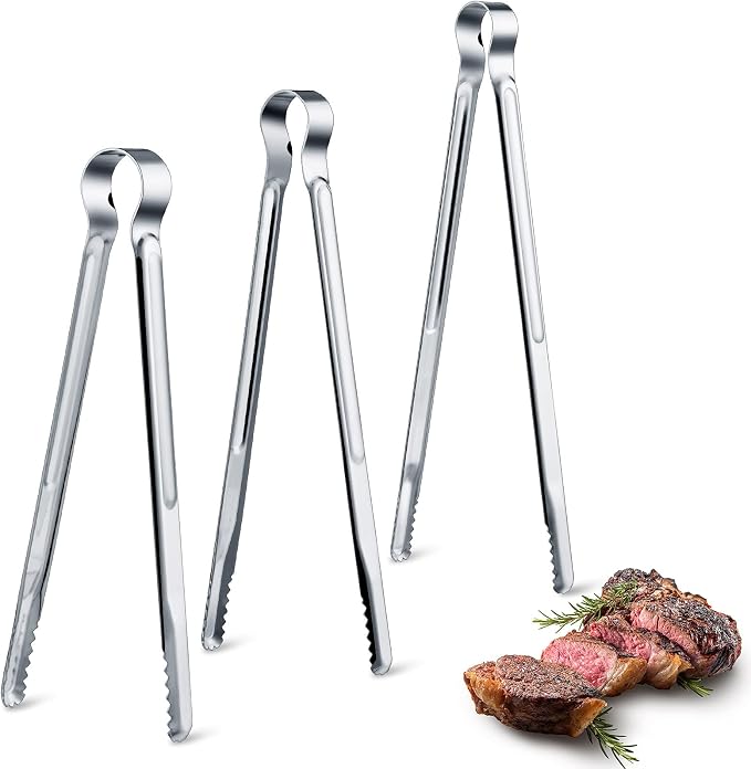 Chengu 3 Pieces 8.7 Inch, 11.7inch Kitchen Tongs Set Stainless Steel Tongs by CHENGU