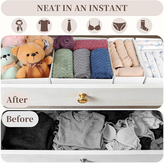 Drawer Organizer Clothes, 16 Pack Dresser Organizer Bins, Foldable Closet - Image 3