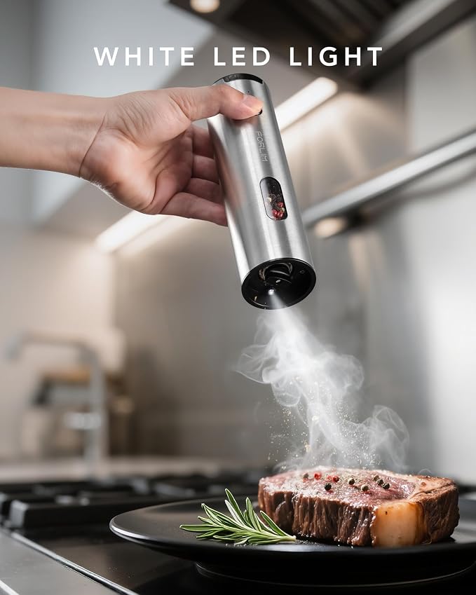 FORLIM Electric Salt and Pepper Grinder Set Rechargeable, Auto Salt and Pepper - Image 5