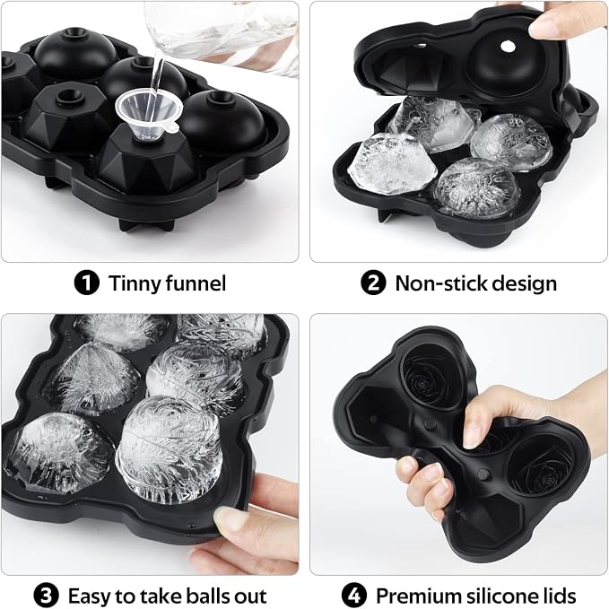 Ice Cube Tray, Mikiwon 2 inch Rose Ice Cube Trays - Image 3