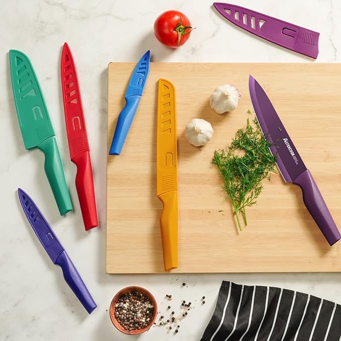 Astercook Knife Set, 6 Color Anti-Rust Coating Stainless Steel Chef Knife Sets - Image 3