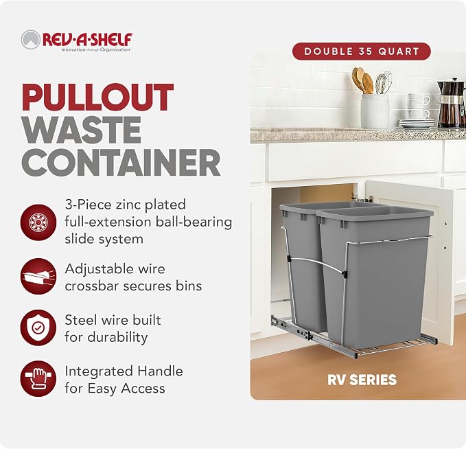Rev-A-Shelf Double Pullout Trash Can - Image 2