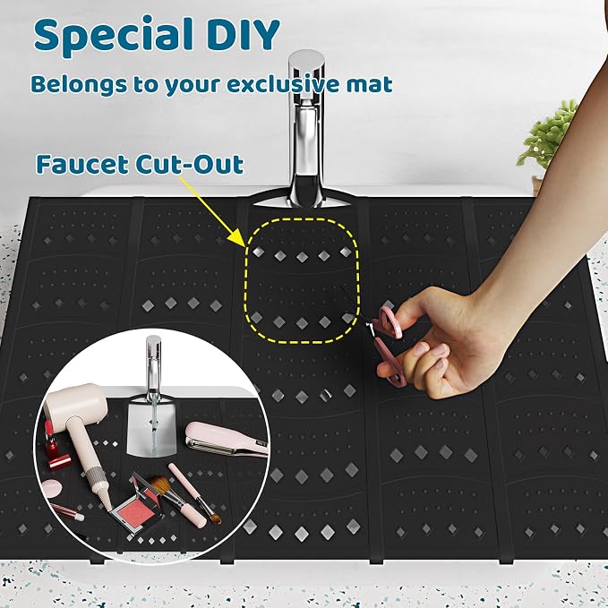 Bathroom Sink Cover for Counter Space, Sink Mat Foldable Sink Cover, Silicone - Image 5